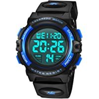 Los mejores  - Reloj para niños de 6 a 15 años- Cronógrafo Multifuncional Deportivo Digital para Exteriores LED 57 M Reloj Despertador…